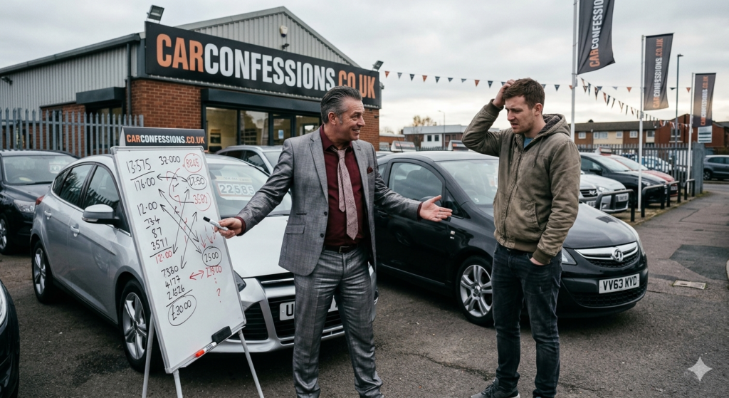 Car dealer explaining why you should never mention your trade-in before agreeing a price on your new car
